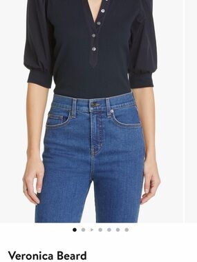 Veronica Beard Cornflower Coralee Puff Sleeve Top
